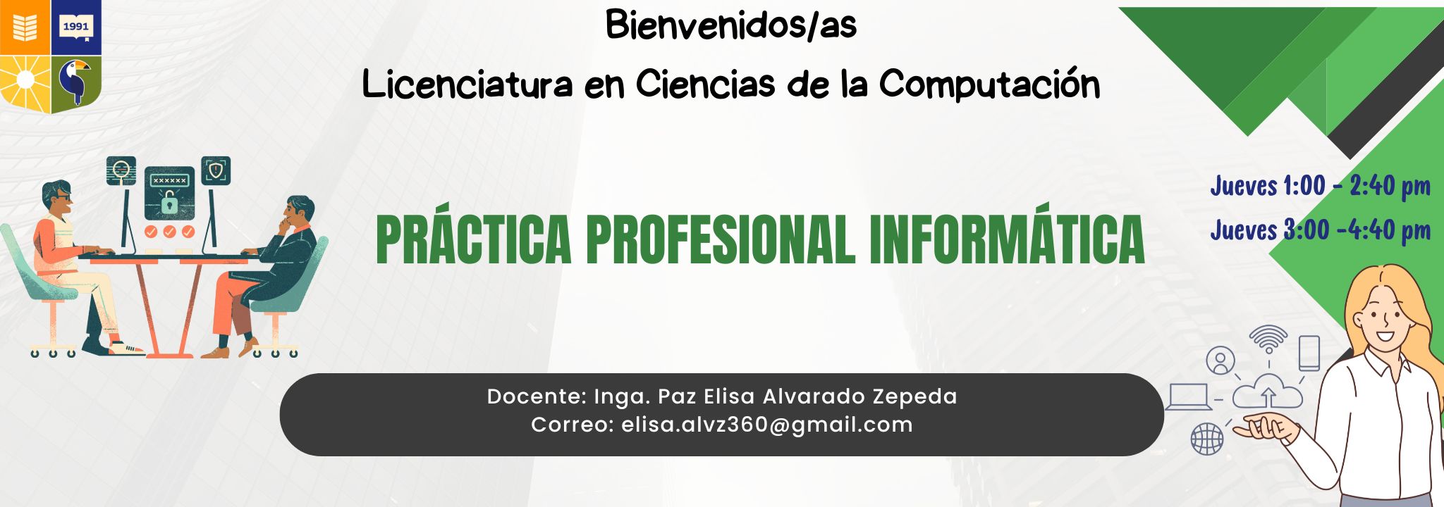 Práctica profesional informática - Ciclo II 2024, Jueves 1:00 - 2:40 pm y Jueves 3:00 - 4:40 pm